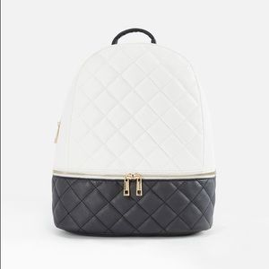 🆕 Black and white quilted vegan leather backpack